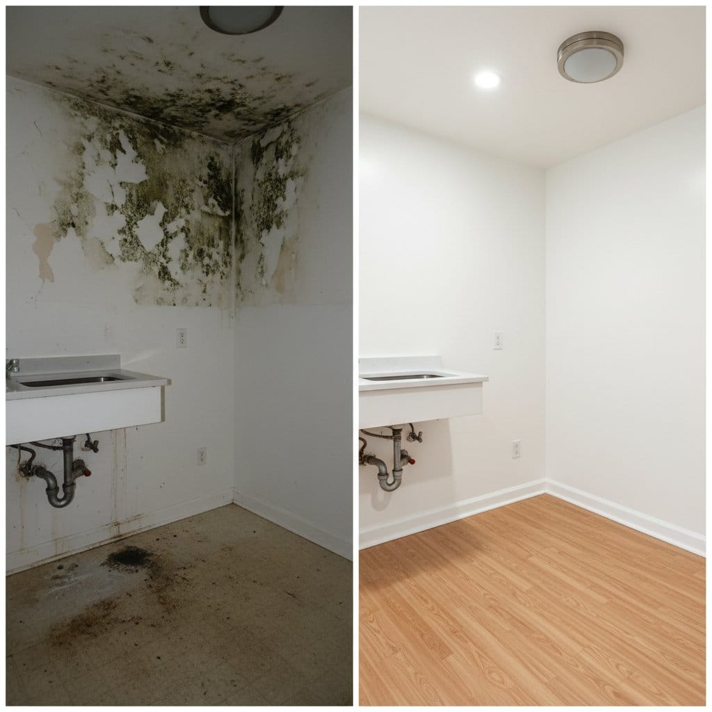 Basement & Foundation Mold Removal restoration — home kitchen of two-story residence in Glen Rock, NJ