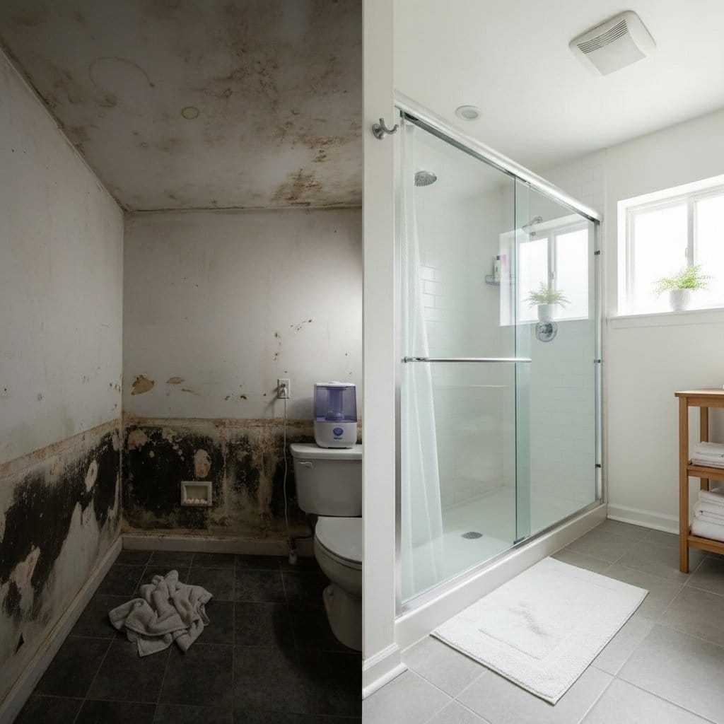Glen Rock Mold Removal bathroom restoration before and after in Glen Rock